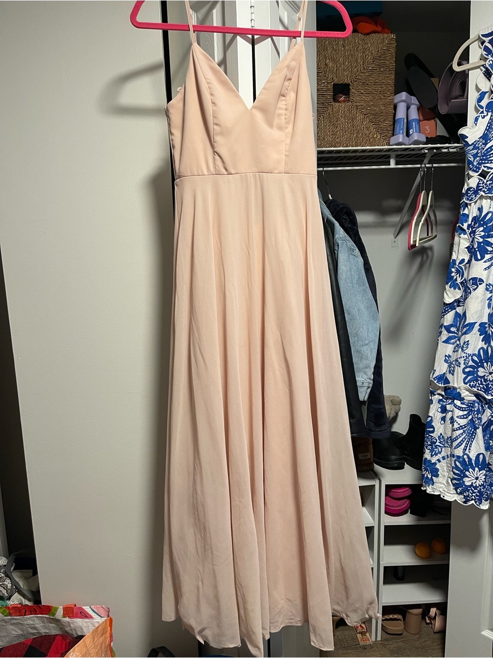 Lulu's Blush Pink Spaghetti Strap Maxi Dress